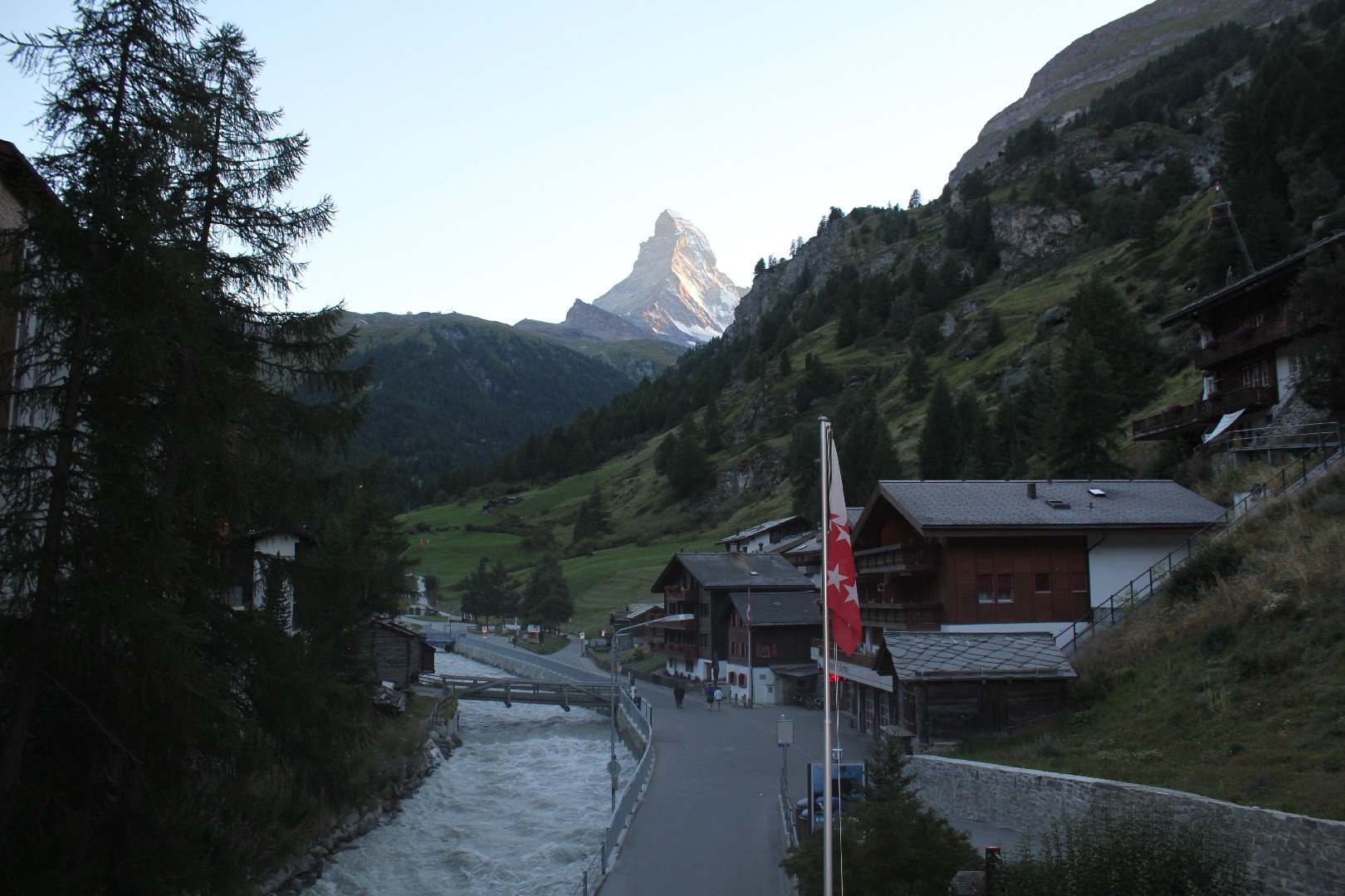 Matterhorn at dusk from the Hotel Alpenrose